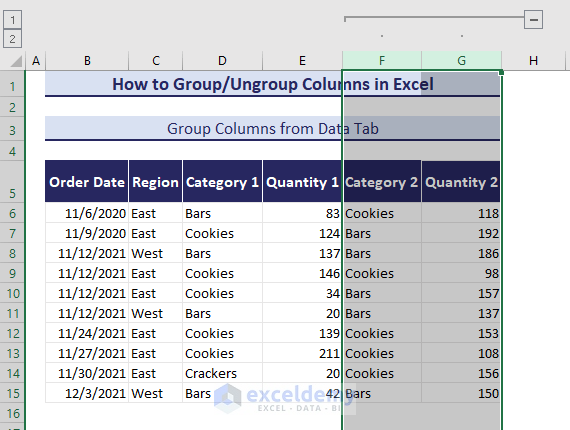 grouped columns