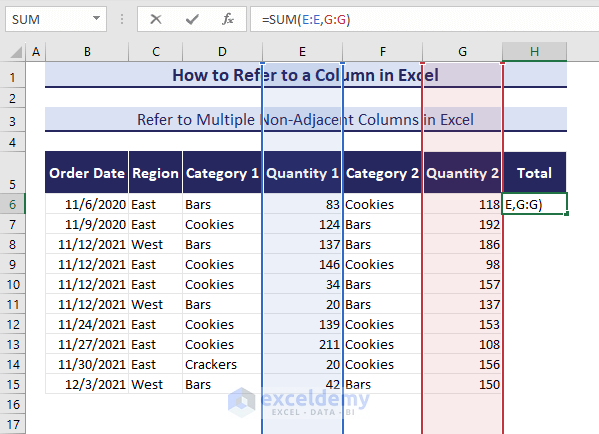 refer multiple non adjacent columns