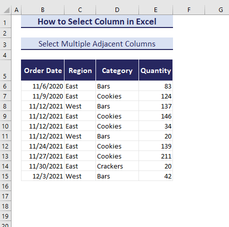 select multiple columns clicking on column names