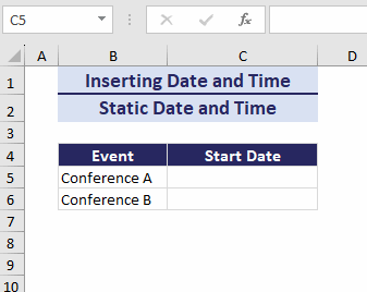 manually insert the date and time