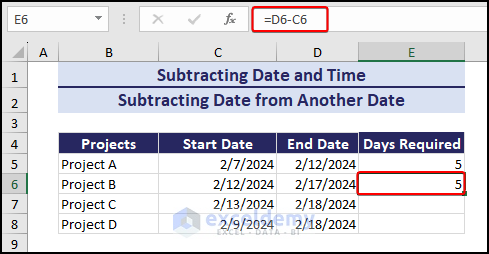subtract date from date