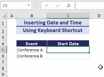 using keyboard shortcut to insert date
