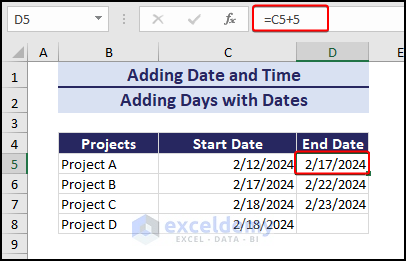add days to date using cell reference