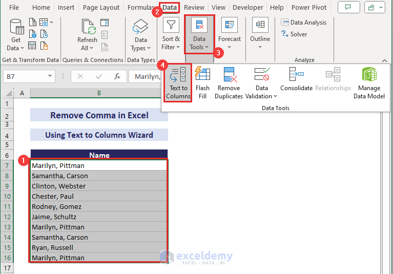 selecting text to columns
