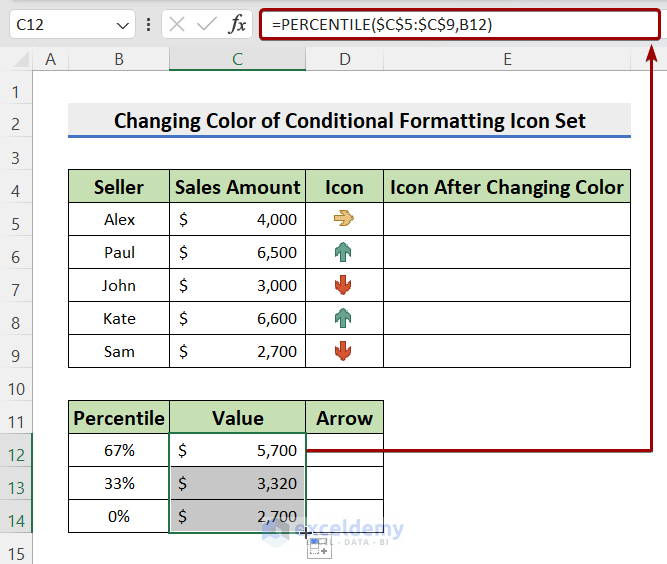 Insert formula to get desired value from the percentile