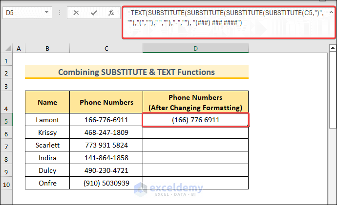 Using SUBSTITUTE & TEXT Functions