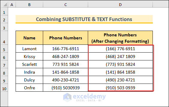 Phone Number Formatting Changed to a Common Format