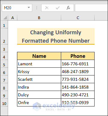 Uniformly Formatted Phone Number
