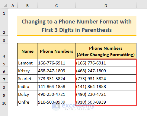 Changing to a Phone Number Format with First 3 Digits in Parentheses