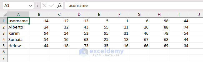 output of Excel file