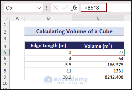 Volume of a cube