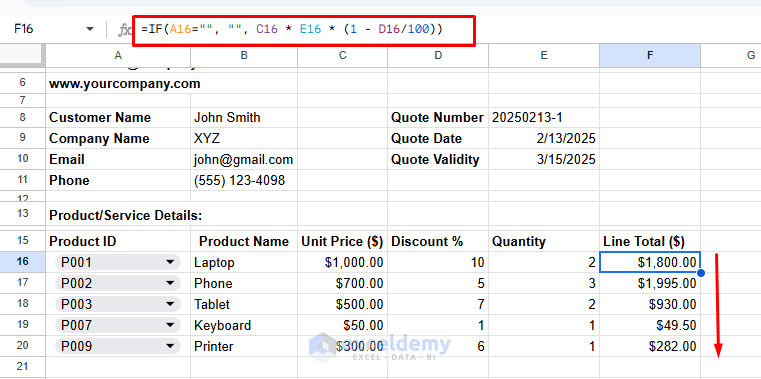 Creating a Dynamic Price Quote Generator in Google Sheets
