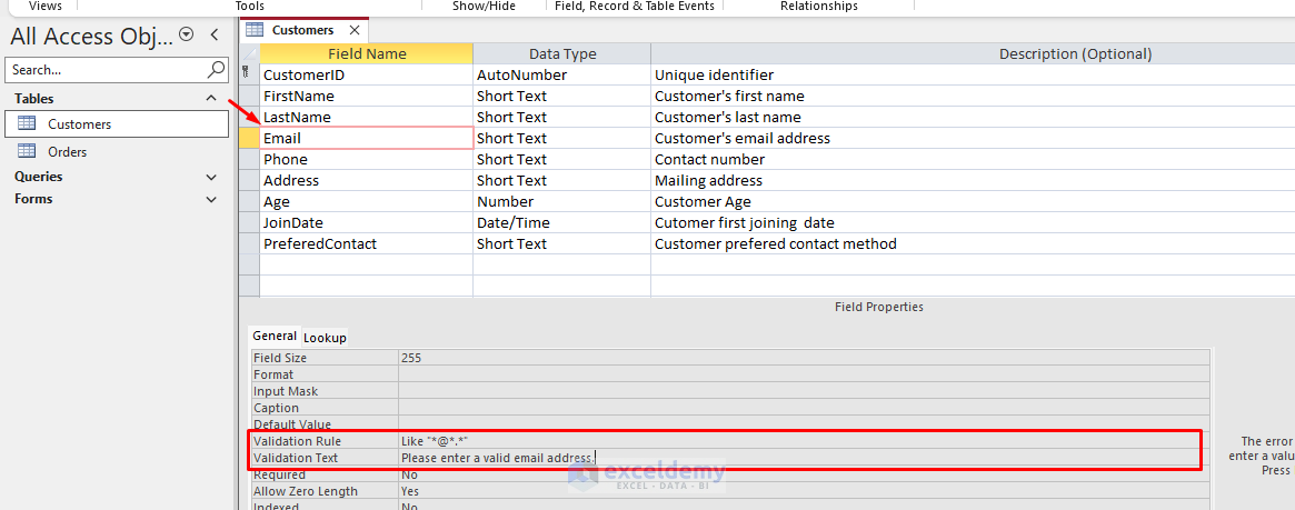 Implementing Data Validation Rules to Ensure Data Integrity in Microsoft Access