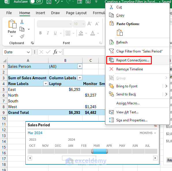 Creating a Timeline Filter in Excel