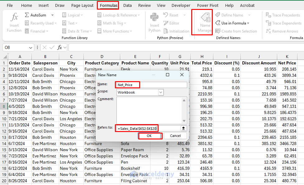 How to Use Named Ranges in Formulas