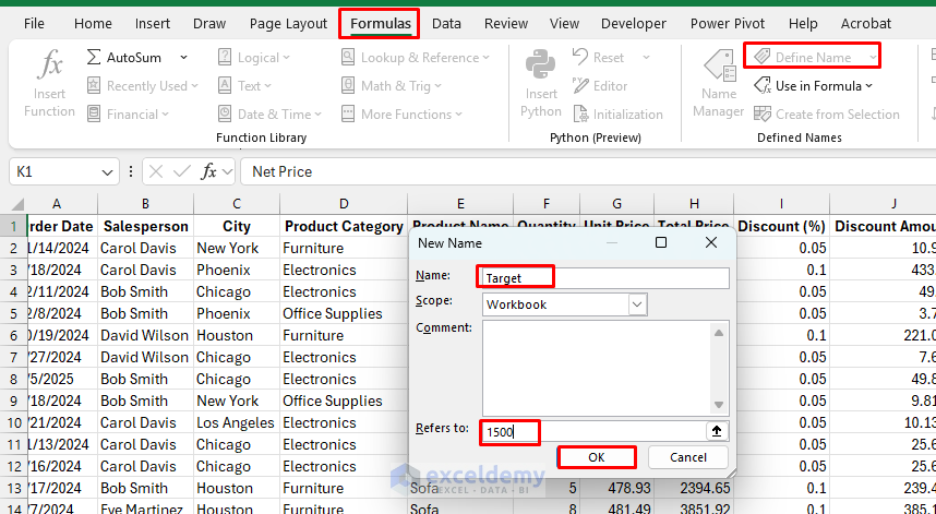 How to Use Named Ranges in Formulas