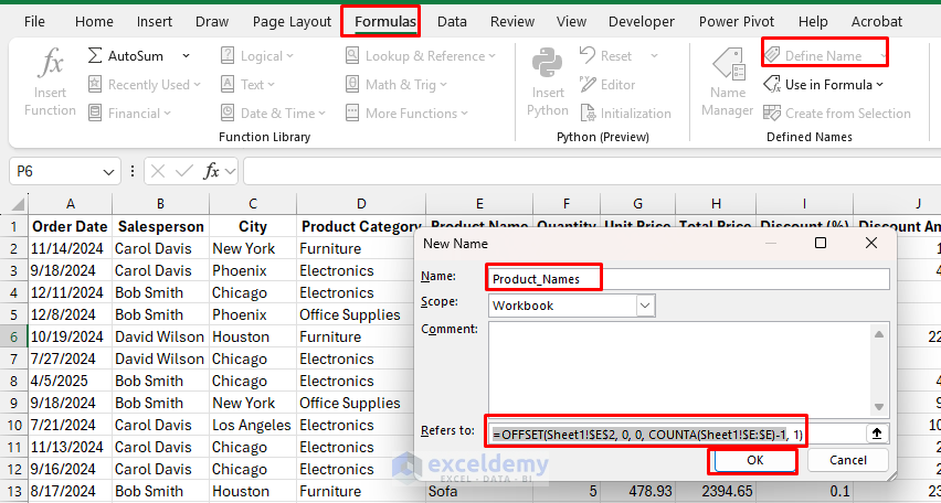 How to Use Named Ranges in Formulas