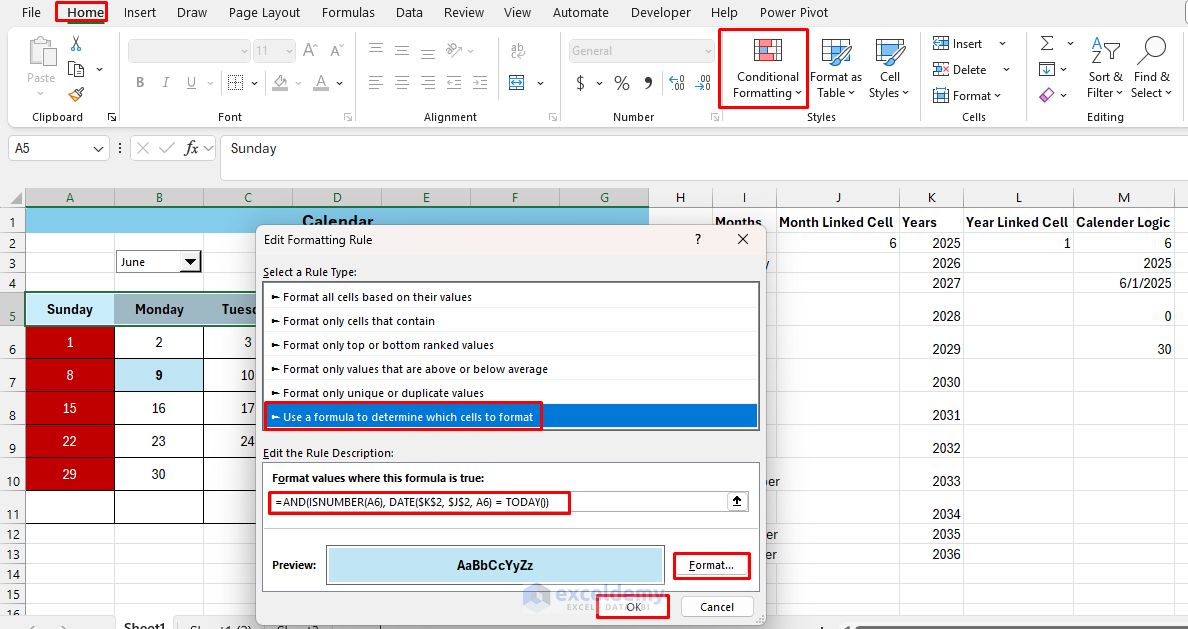 How to Build a Full Calendar Interface in Excel Using Form Controls