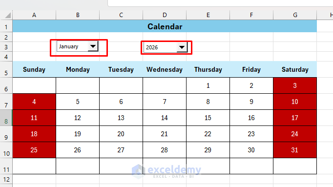 How to Build a Full Calendar Interface in Excel Using Form Controls