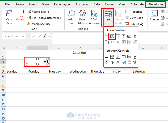 How to Build a Full Calendar Interface in Excel Using Form Controls