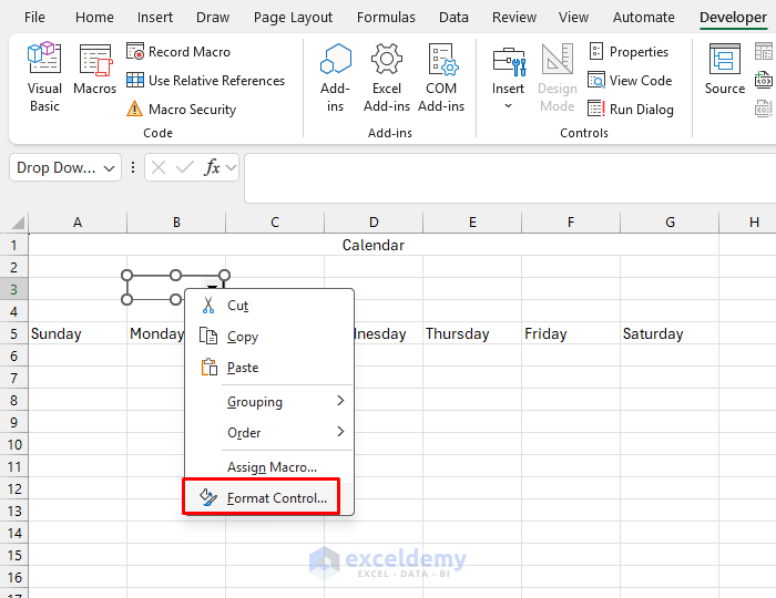 How to Build a Full Calendar Interface in Excel Using Form Controls
