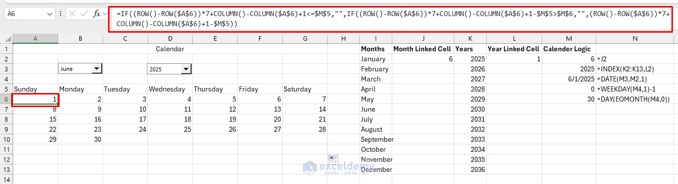 How to Build a Full Calendar Interface in Excel Using Form Controls