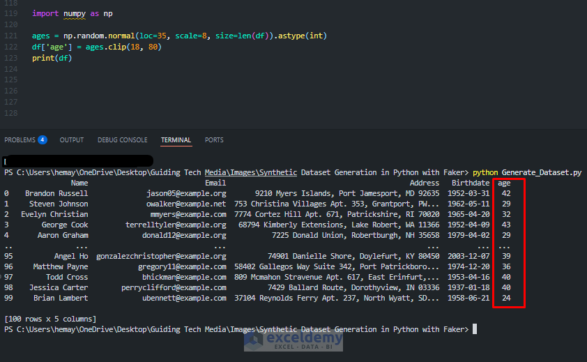 Synthetic Dataset Generation in Python with Faker