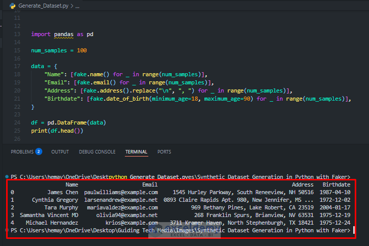 Synthetic Dataset Generation in Python with Faker