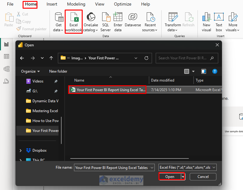 Your First Power BI Report Using Excel Tables as Your Data Source