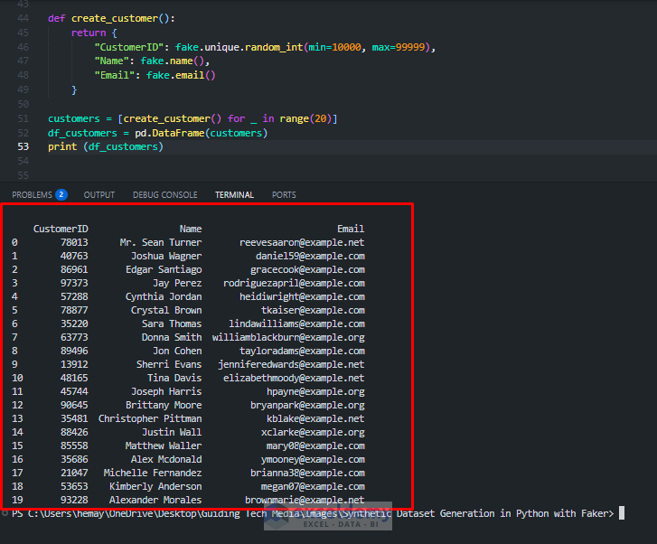 Synthetic Dataset Generation in Python with Faker