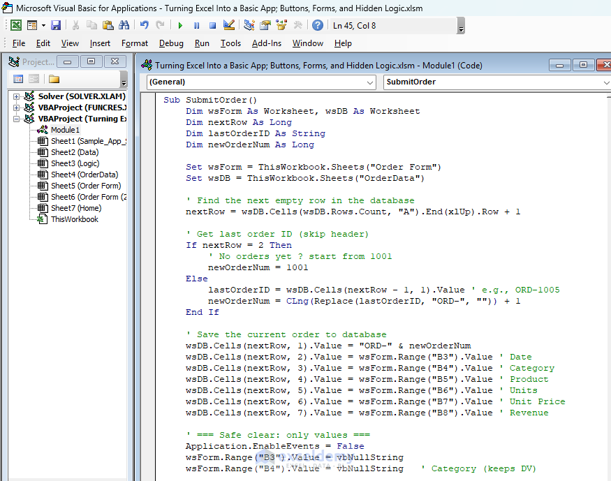 Turning Excel Into a Basic App: Buttons, Forms, and Hidden Logic