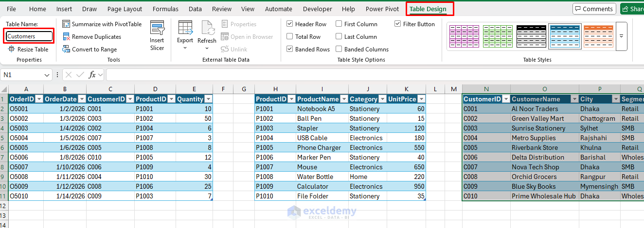 5. How to Create Multiple Tables in the Same Sheet