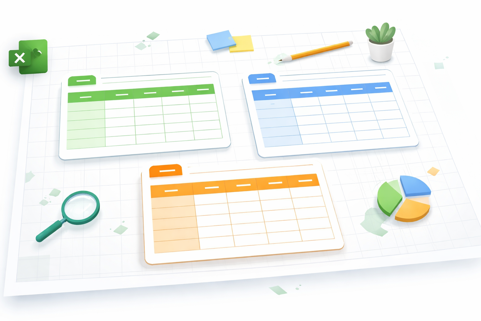 exl create multiple tables same sheet