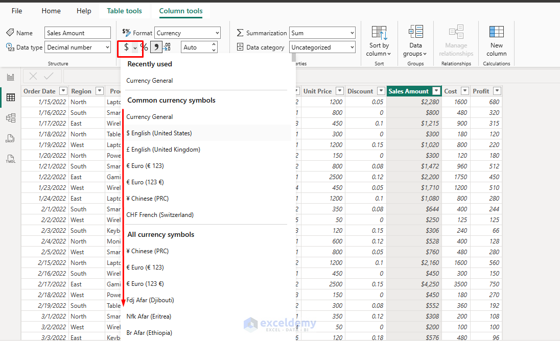 3. How to Format Currency and Percentages in a Power BI Visual 3. How to Format Currency and Percentages in a Power BI Visual