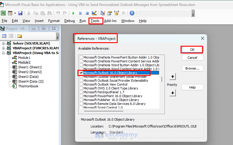 6. Using VBA to Send Personalized Outlook Messages from Spreadsheet Rows