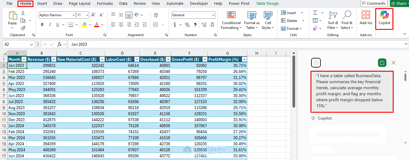 2. How to Use Copilot in Excel for Forecasting and What If Scenario Analysis