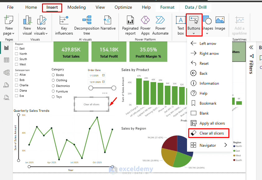 10. How to Create a Clear All Filters Slicer Button in Power BI