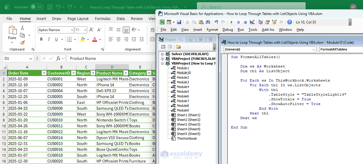 10. How to Loop Through Tables with ListObjects Using VBA