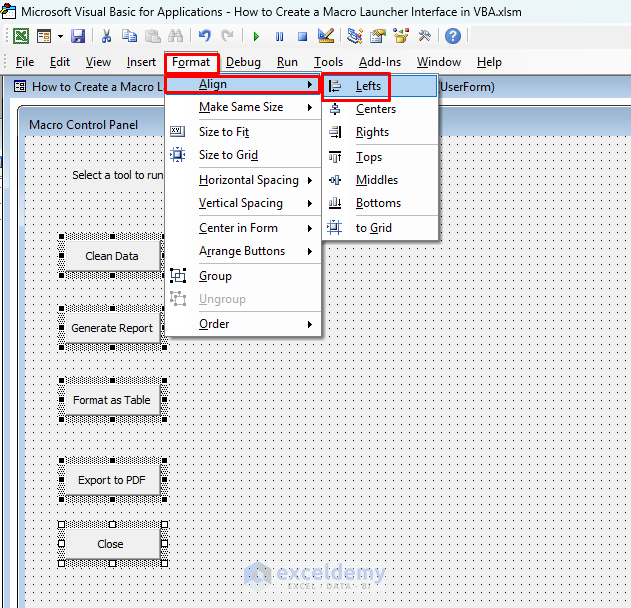 12. How to Create a Macro Launcher Interface in VBA