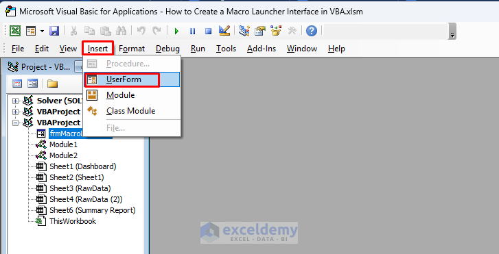 3. How to Create a Macro Launcher Interface in VBA
