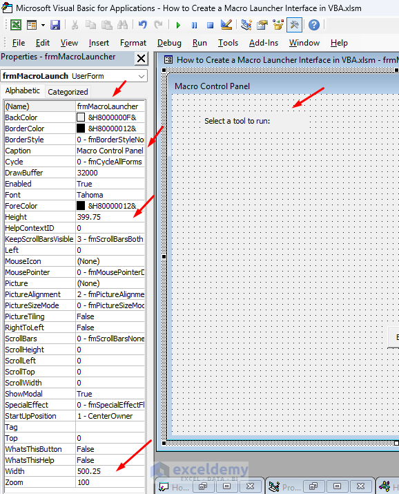 4. How to Create a Macro Launcher Interface in VBA