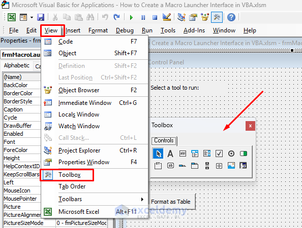 5. How to Create a Macro Launcher Interface in VBA