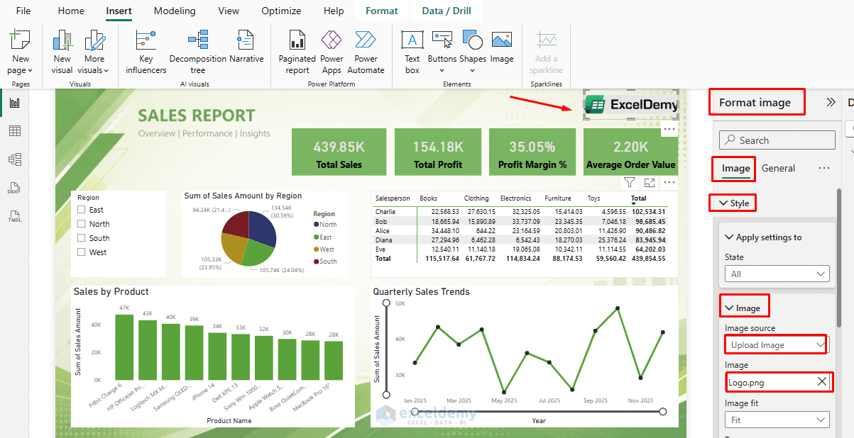 6. How to Add a Custom Background Image or Logo to Your Power BI Dashboard