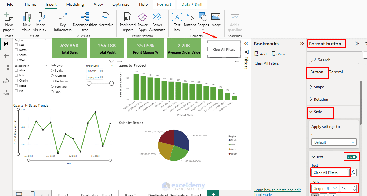 6. How to Create a Clear All Filters Slicer Button in Power BI