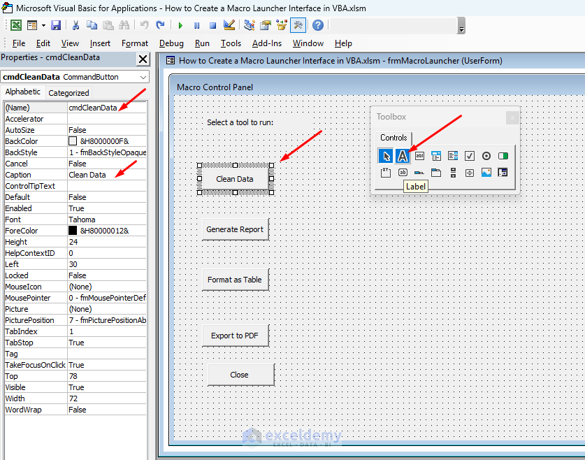 6. How to Create a Macro Launcher Interface in VBA