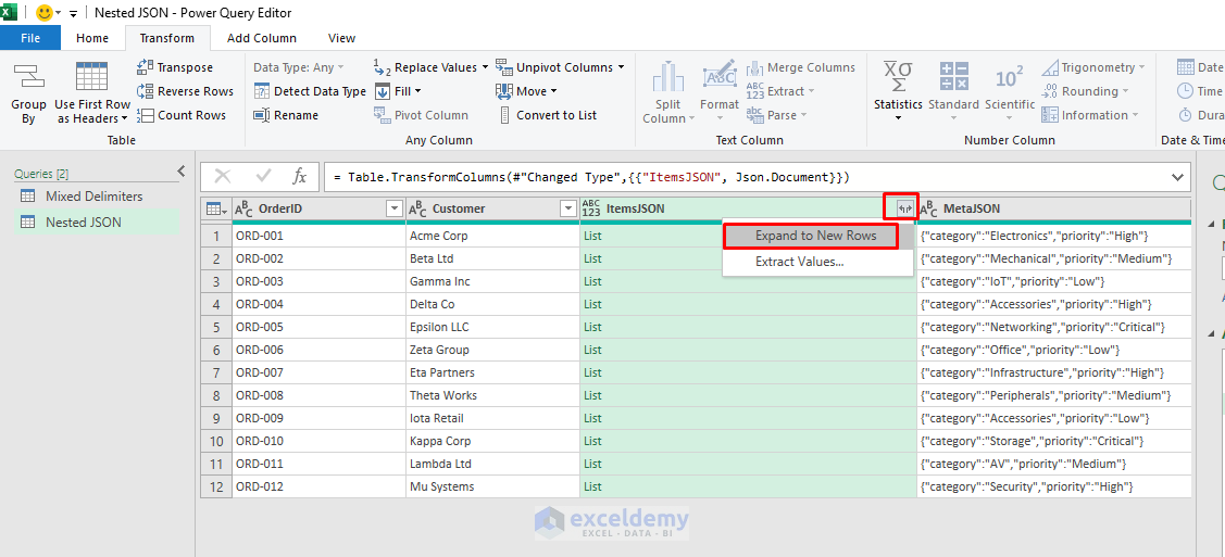 7. 5 Power Query Transformations for Taming Unstructured Data