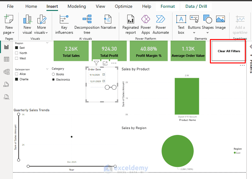 7. How to Create a Clear All Filters Slicer Button in Power BI