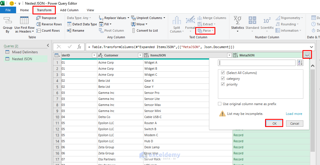9. 5 Power Query Transformations for Taming Unstructured Data