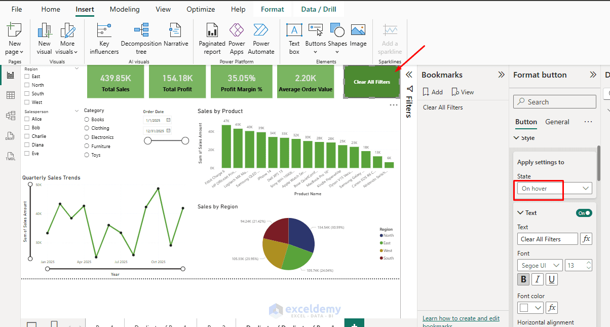 9. How to Create a Clear All Filters Slicer Button in Power BI