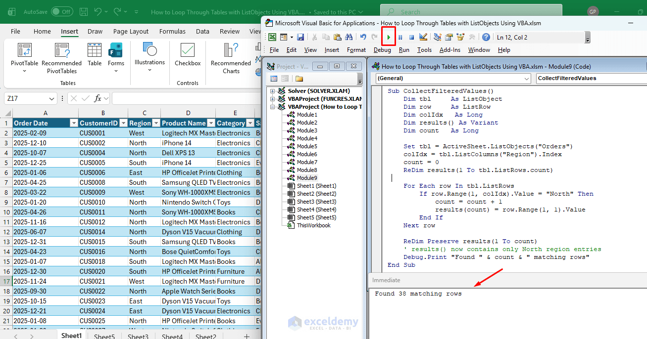 9. How to Loop Through Tables with ListObjects Using VBA